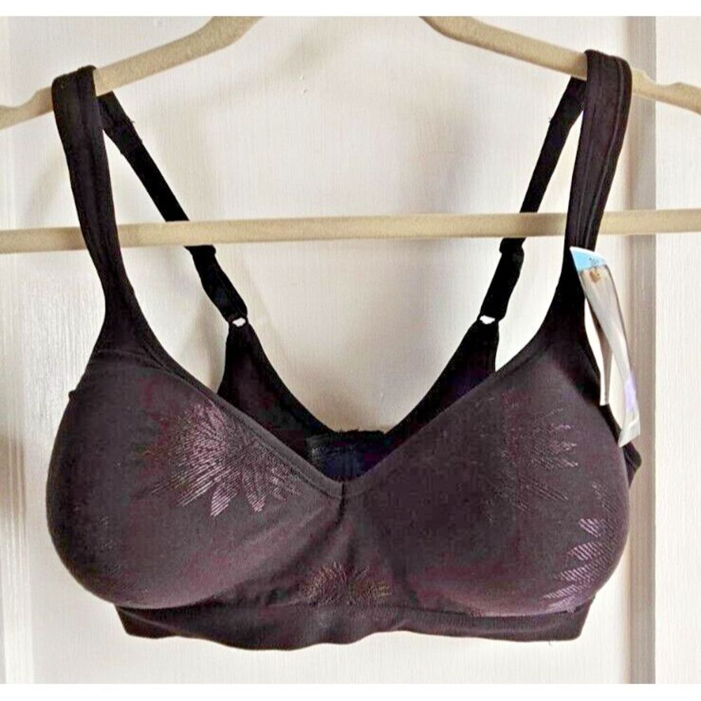 NWT Bali Comfort Revolution Women`s lined Wirefree black Bra 38C